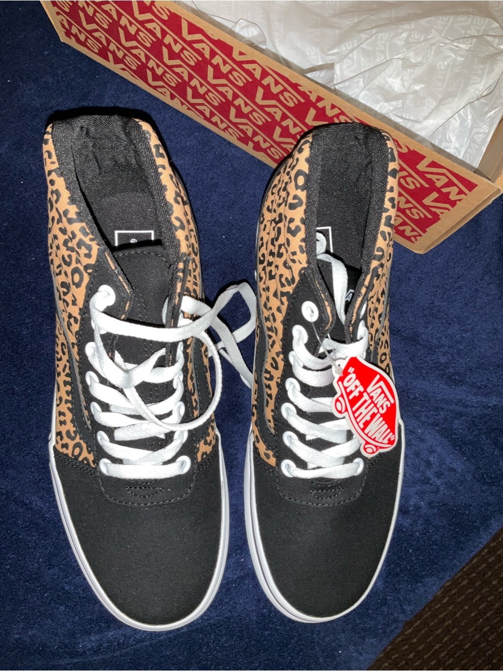 Vans High-Top Sneakers in Black and Tan Leopard platform Suede sneakers